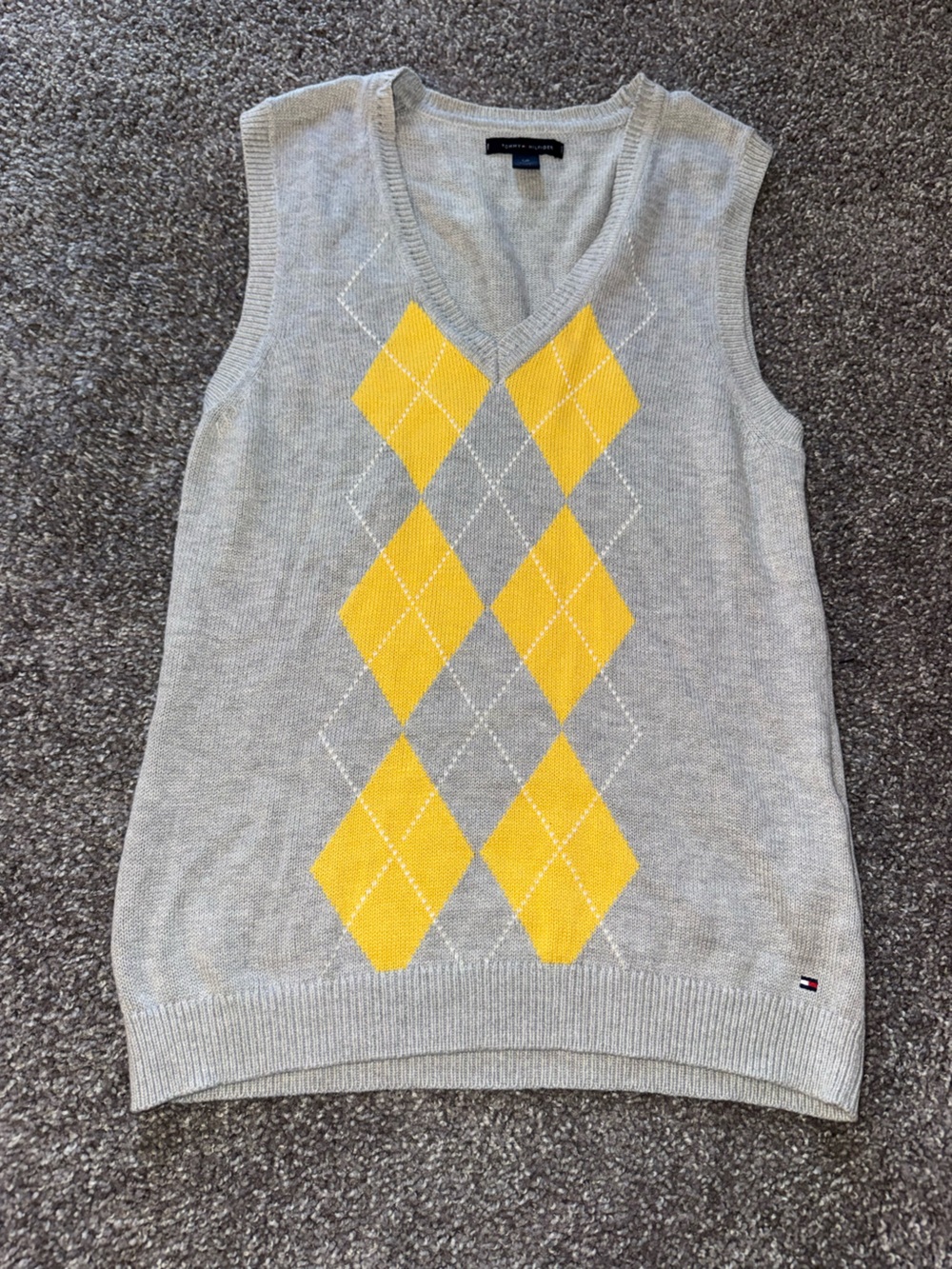 Tommy Hilfiger Gray Sweater Vest with Yellow - Size S